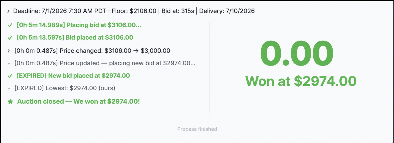 Automated Freight Bidding Tool